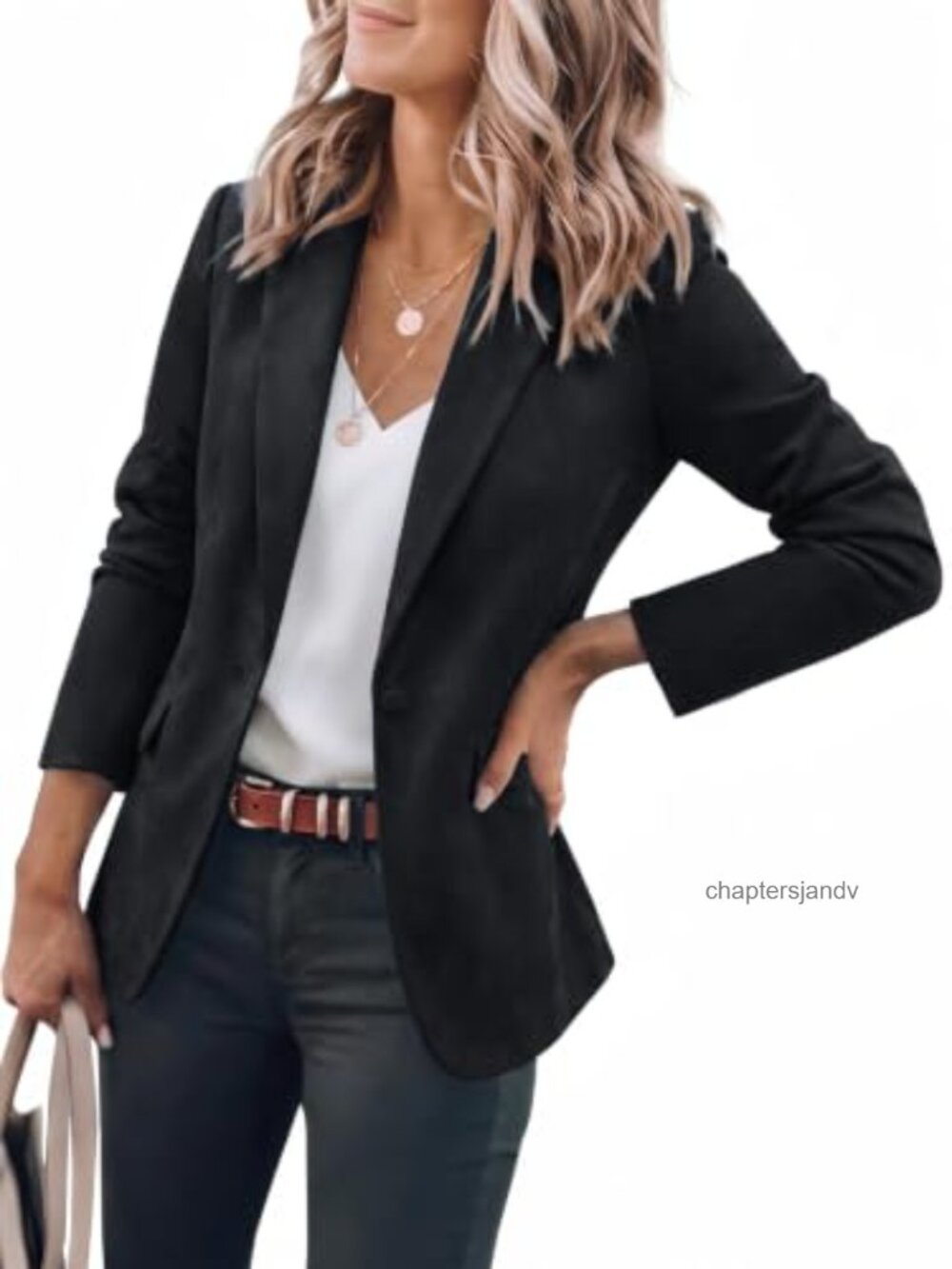 Faux Suede Blazer Long Sleeve Business Casual Suit Jacket
